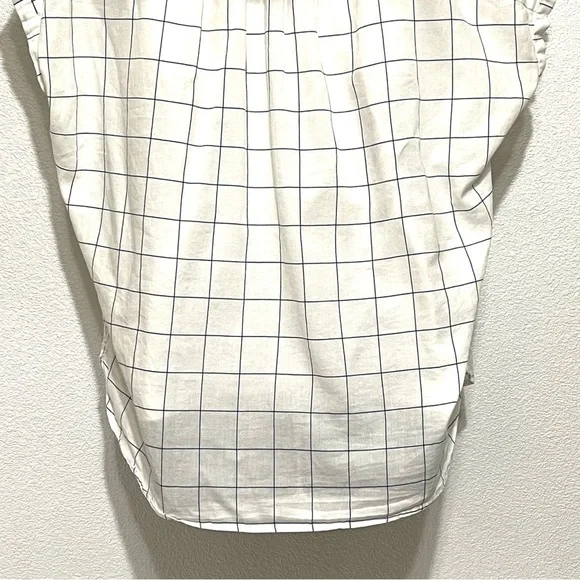 Madewell Woman White Blue Stripe Short Sleeve Button Down Shirt Size M - Picture 7 of 13